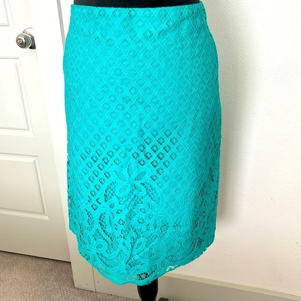 LOFT pencil skirt teal Sz 14